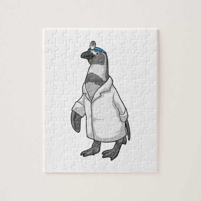 Puzzle Pingüino como Médica con abrigo de Médica (Vertical)