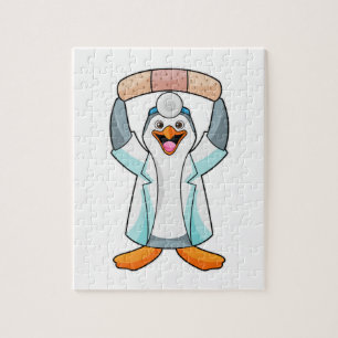 Puzzle Pingüino como Médica con yeso