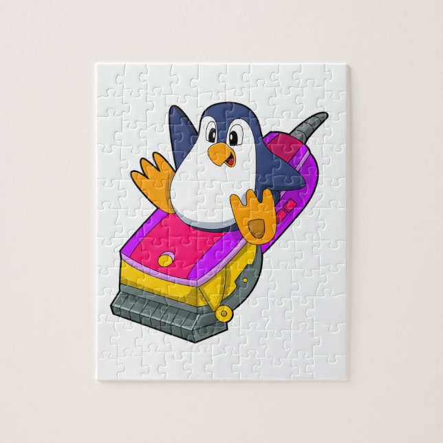 Puzzle Pingüino como peluquero con Razor (Vertical)
