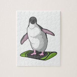 Puzzle Pingüino como snowboard