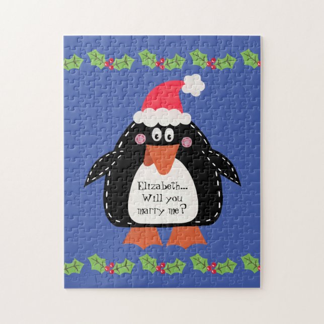 Puzzle Pingüino de propuesta de Navidades personalizados (Vertical)