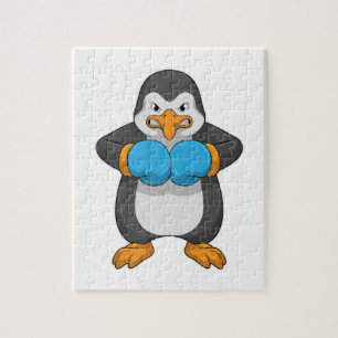 Puzzle Pingüino en boxeo con guantes de boxeo