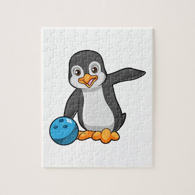 Puzzle Pingüino en el Bowling con bolas (Vertical)