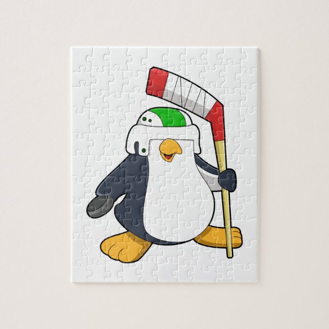 Puzzle Pingüino en hockey sobre hielo con bastón de hocke (Vertical)