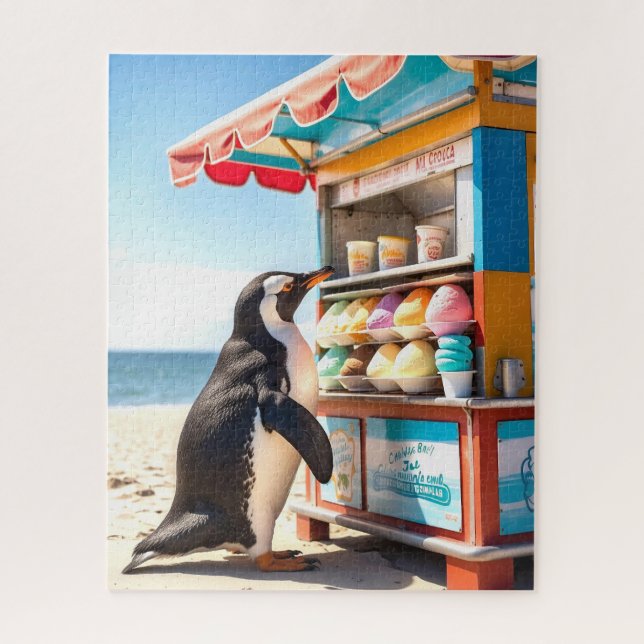 Puzzle Pingüino En Verano En La Base De Hice Cream (Vertical)