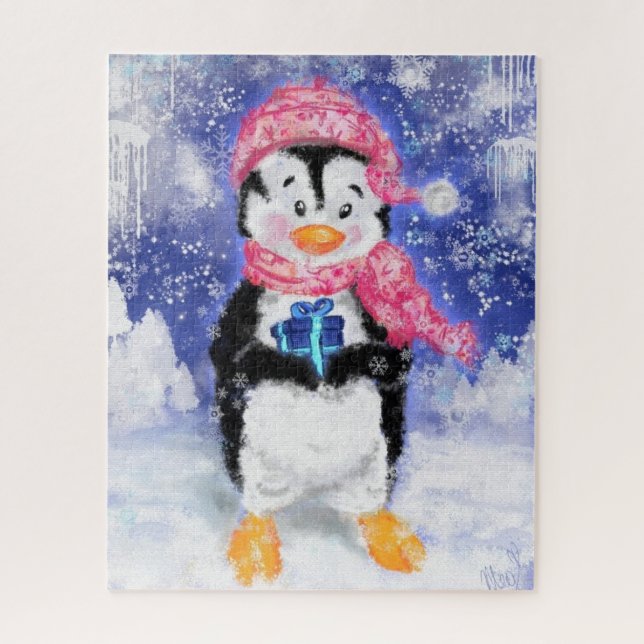 Puzzle Pingüino feliz - Navidades - (Vertical)