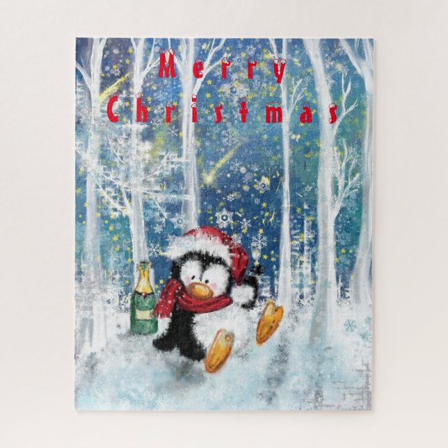 Puzzle Pingüino feliz - Navidades (Vertical)
