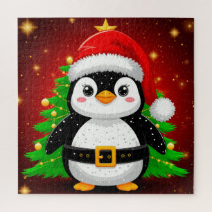 Puzzle 🐧 Pingüino Santa Claus Árbol de Navidad Diversión
