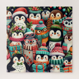 Puzzle Pingüinos de colores delicados vestidos para el in