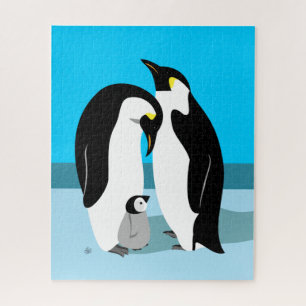 Puzzle Pingüinos emperadores con pingüino bebé