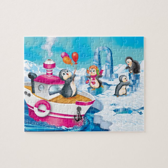 Puzzle pingüinos en la Antártida (Horizontal)