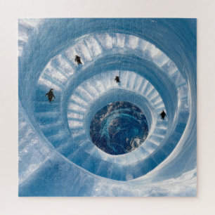 Puzzle Pingüinos en una escalera de iceberg en espiral