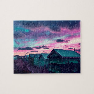 Puzzle Pink Blue Beach Sunset