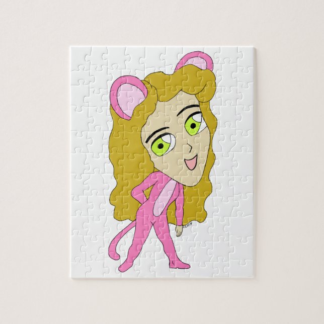 Puzzle pink catgirl  (Vertical)