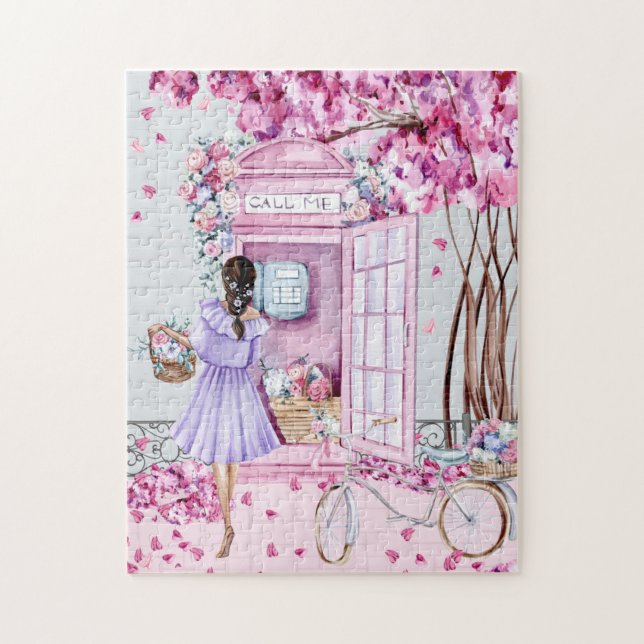 Puzzle Pink Floral Phone Booth (Vertical)