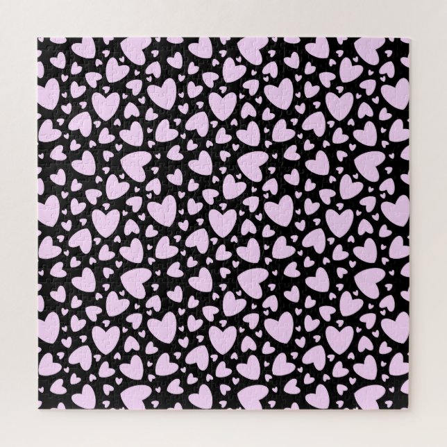 Puzzle Pink Girly Love Hearts | Negro impactante e imposi (Vertical)