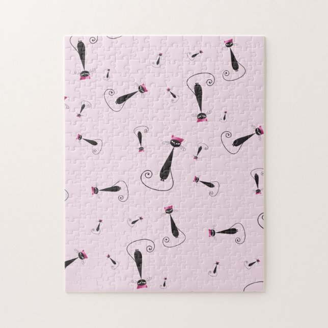 Puzzle Pink Hat Kitty Cat (Vertical)