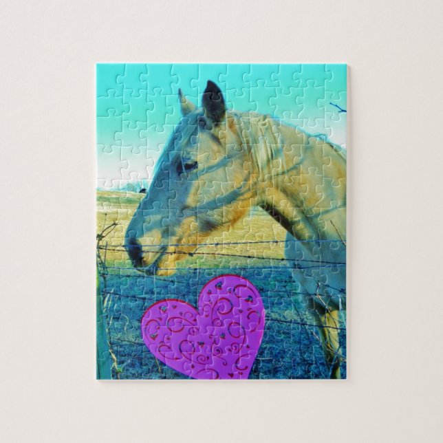 Puzzle Pink Heart and Yellow Horse (Vertical)