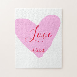 Puzzle Pink heart love happy Valentine's day text red nam