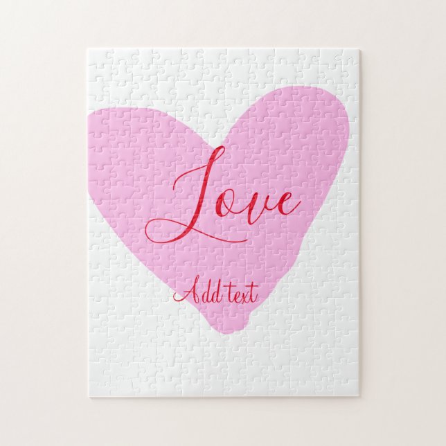 Puzzle Pink heart love happy Valentine's day text red nam (Vertical)