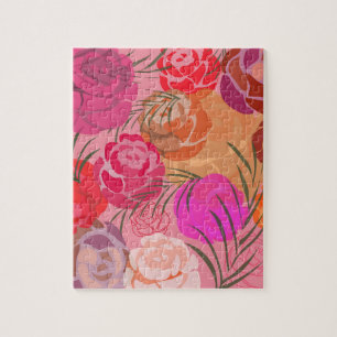 Puzzle Pink pattern with flowers and plants