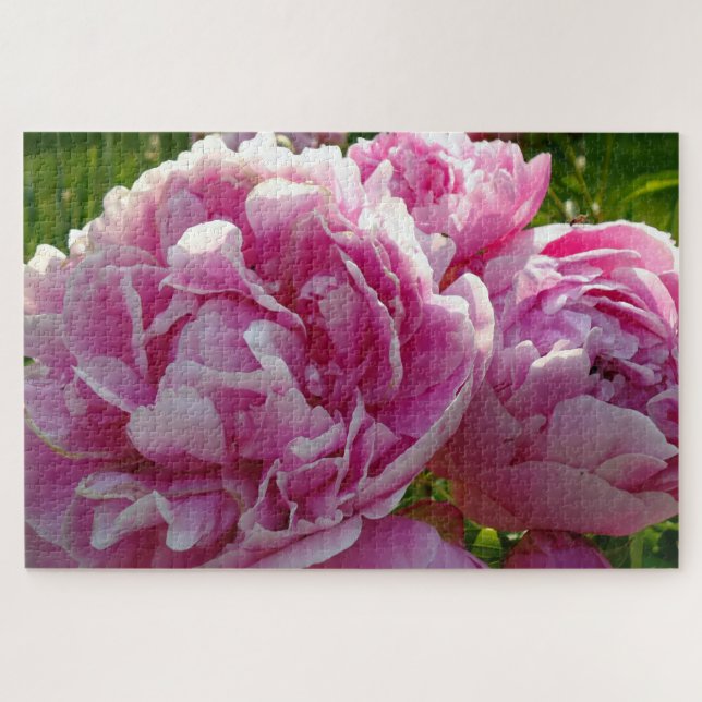 Puzzle Pink Peony | casa de campo con jardín florido (Horizontal)