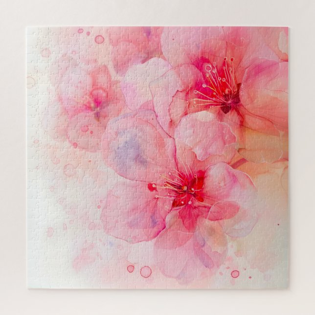 Puzzle Pink Petal Elegance Watercolor (Vertical)