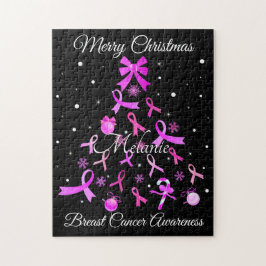 Puzzle Pink Ribbon Christmas Tree