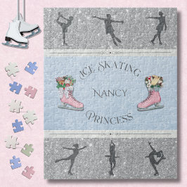 Puzzle Pink Silver Girls Ice Skating Princess