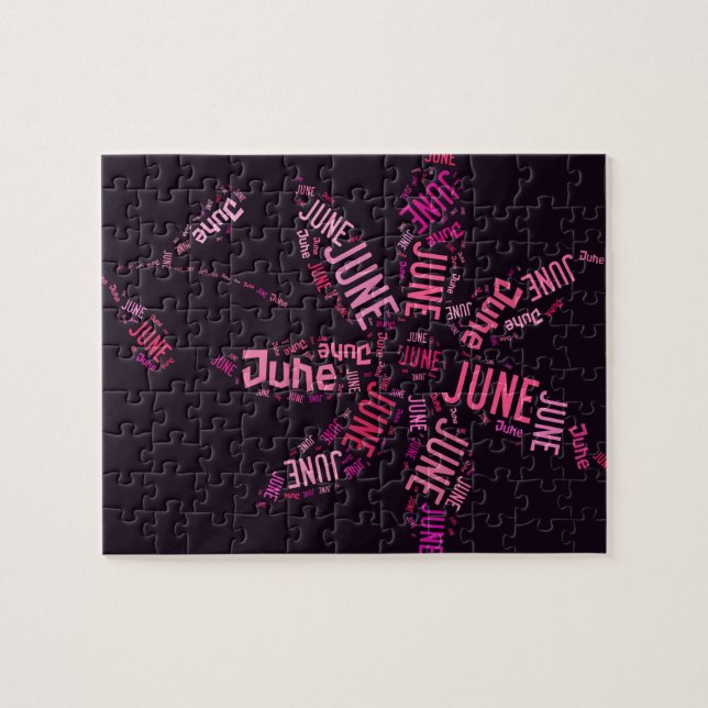 Puzzle Pink Word Cloud June Flower Text (Horizontal)