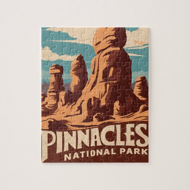 Puzzle Pinnacles Parque nacional Retro Viaje Arte (Vertical)