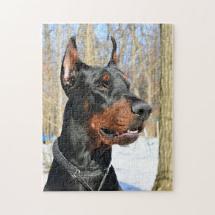 Puzzle Pinscher Doberman en la nieve