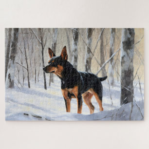 Puzzle Pinscher Miniatura Deja que nieve Navidad