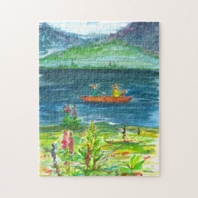 Puzzle Pintado acuático del barco de Mountain Lake Kayak (Vertical)