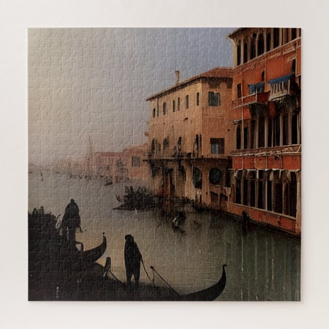 Puzzle Pintado de canales de Venecia Italia y góndolas (Vertical)