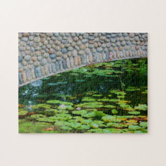Puzzle Pintado de color de agua del puente de piedra Lily
