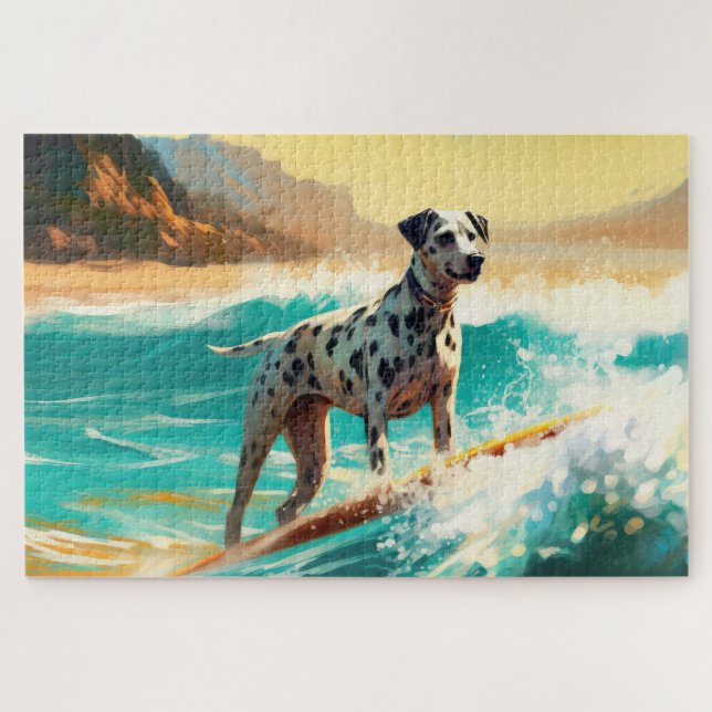 Puzzle Pintado de Dalmation Beach Surfing (Horizontal)