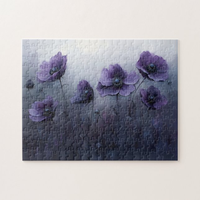 Puzzle Pintado de flores góticas púrpuras (Horizontal)