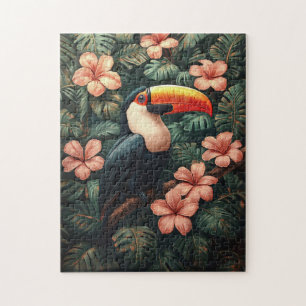 Puzzle Pintado de flores rosadas tropicales turcas