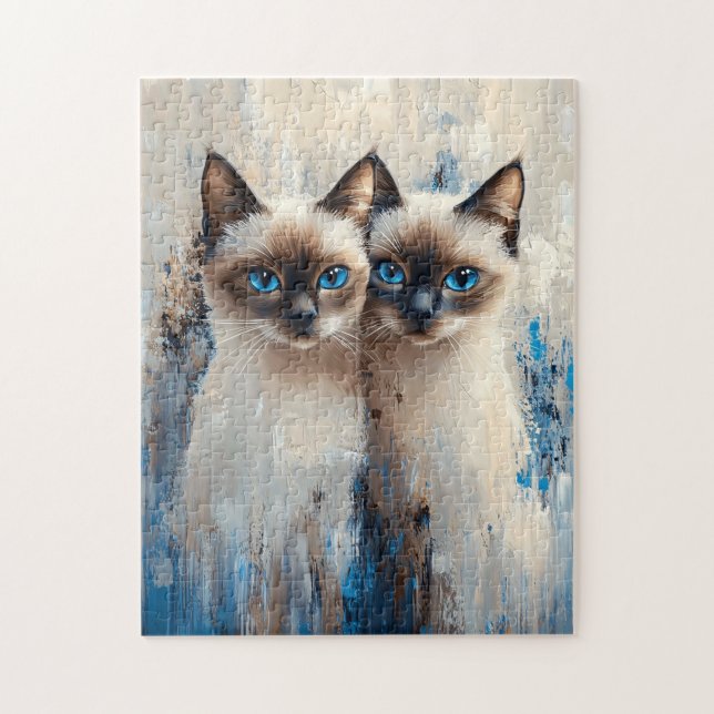 Puzzle Pintado de gatos siameses audaces (Vertical)