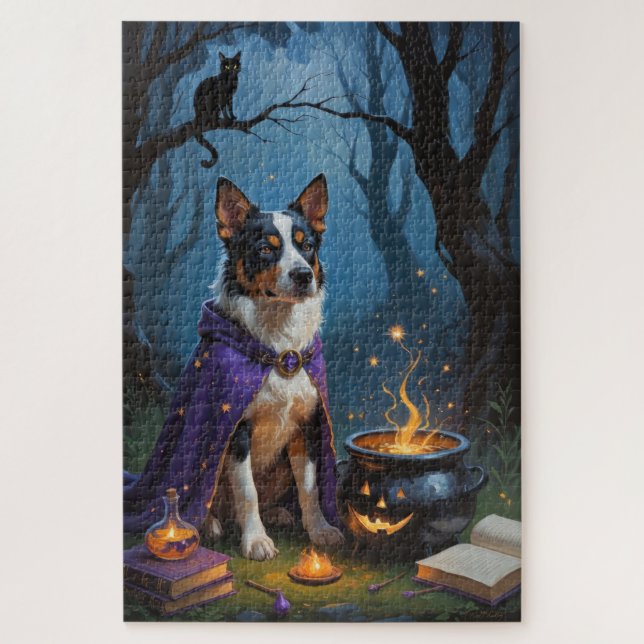 Puzzle Pintado de Halloween de ganado australiano (Vertical)