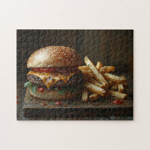Puzzle Pintado de hamburguesas y frutos de ajo