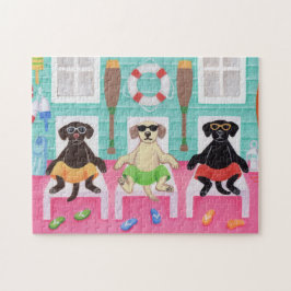 Puzzle Pintado de niños en Beach House Labrador