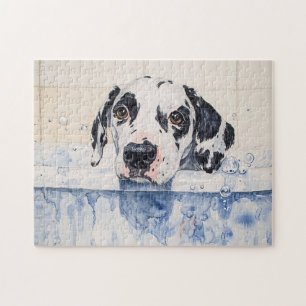 Puzzle Pintado de tiempo de baño de perro de Dalmacia