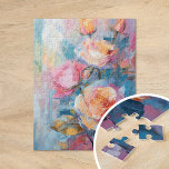 Puzzle Pintado Impresionista Pastel Floral Moderno<br><div class="desc">Un moderno cuadro impresionista de rosas, creado con pinceles texturados en suaves tonos pastel. Los delicados tonos rosa, melocotón y azul se mezclan armoniosamente, mientras que las capas texturadas aportan profundidad y dimensión a la composición floral. Esta serena pieza captura la belleza intemporal de los rosas en un estilo contemporáneo...</div>