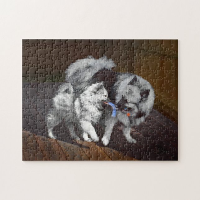 Puzzle Pintado Keeshond Playtime - Arte Perro Original. (Horizontal)