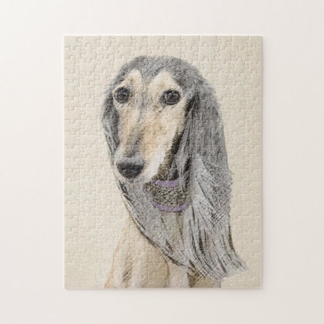 Puzzle Pintado Saluki (Amanecer) - Arte Perro Original Cu (Vertical)