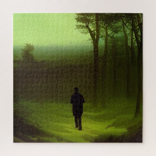 Puzzle Pintado sombrío de los bosques verdes