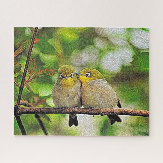 Puzzle Pintando aves amorosas (Horizontal)