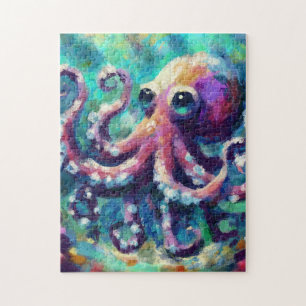 Puzzle Pintando el aceite de pulpo caprichoso en una play